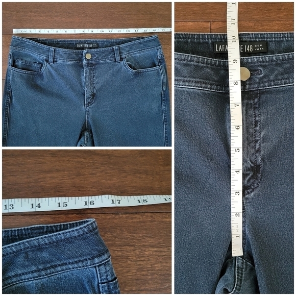 Lafayette 148 Women's Size 8 Dark Wash Straight Leg Stretch Denim Jeans 9" Rise - Picture 4 of 5